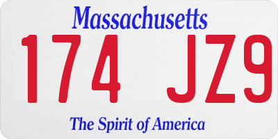 MA license plate 174JZ9