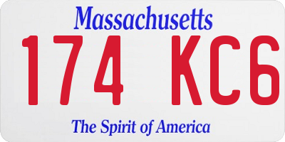 MA license plate 174KC6
