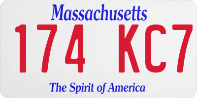 MA license plate 174KC7