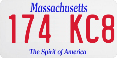 MA license plate 174KC8