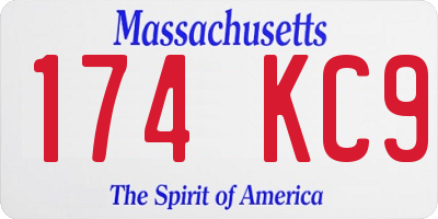 MA license plate 174KC9