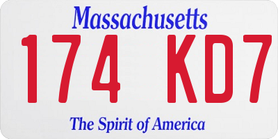 MA license plate 174KD7