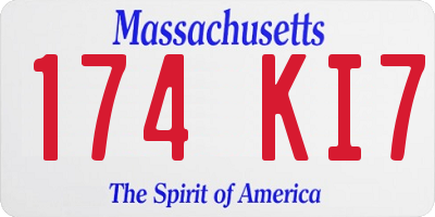 MA license plate 174KI7