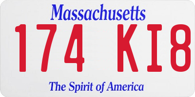 MA license plate 174KI8