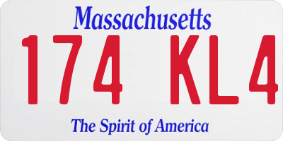 MA license plate 174KL4