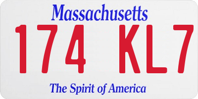 MA license plate 174KL7