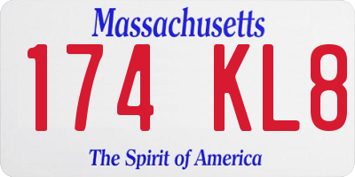 MA license plate 174KL8