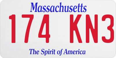 MA license plate 174KN3