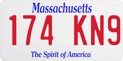 MA license plate 174KN9