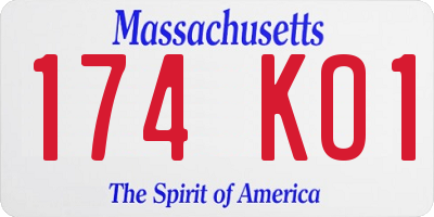 MA license plate 174KO1