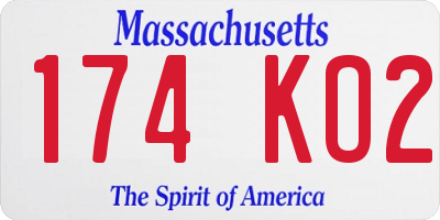 MA license plate 174KO2