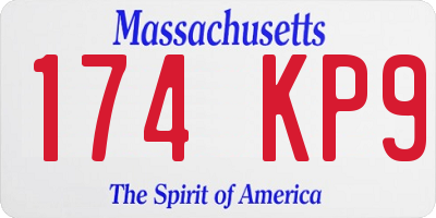 MA license plate 174KP9