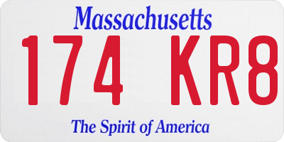 MA license plate 174KR8