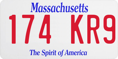 MA license plate 174KR9