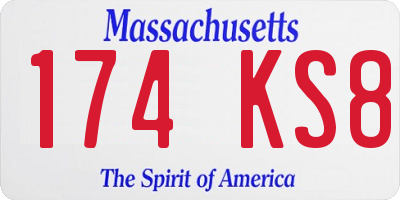 MA license plate 174KS8