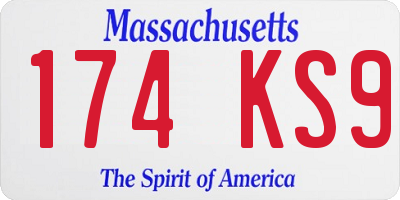 MA license plate 174KS9