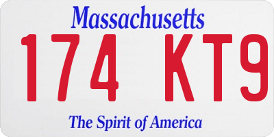 MA license plate 174KT9