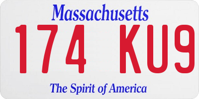 MA license plate 174KU9