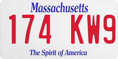MA license plate 174KW9