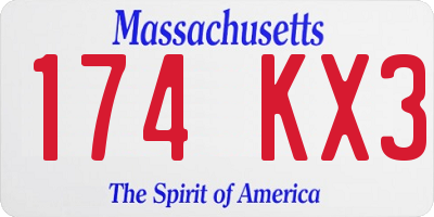 MA license plate 174KX3