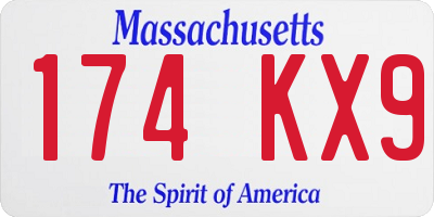 MA license plate 174KX9