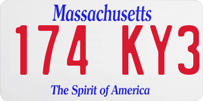 MA license plate 174KY3