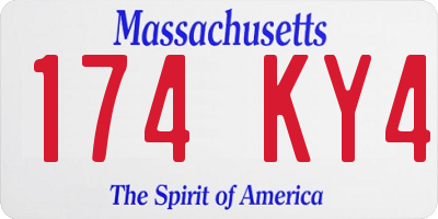 MA license plate 174KY4
