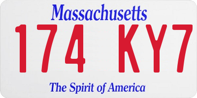 MA license plate 174KY7