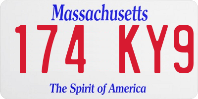 MA license plate 174KY9