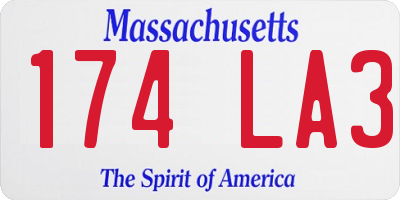 MA license plate 174LA3