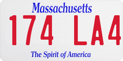 MA license plate 174LA4