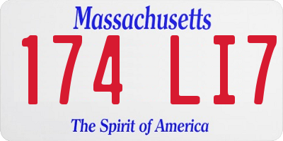 MA license plate 174LI7