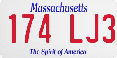 MA license plate 174LJ3