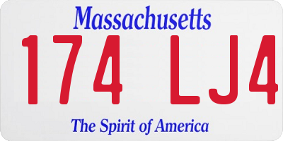 MA license plate 174LJ4