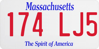 MA license plate 174LJ5