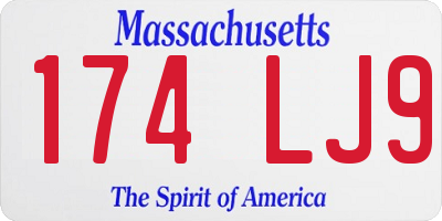 MA license plate 174LJ9