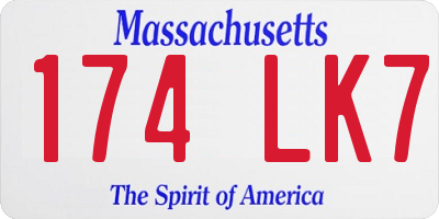 MA license plate 174LK7