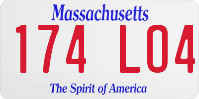 MA license plate 174LO4