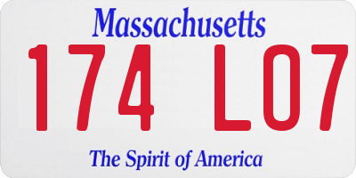 MA license plate 174LO7