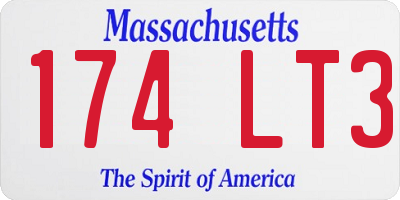 MA license plate 174LT3