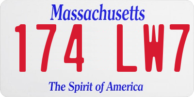 MA license plate 174LW7