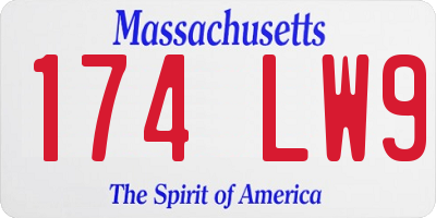 MA license plate 174LW9
