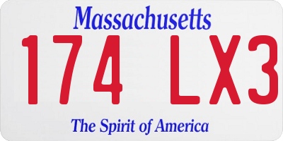 MA license plate 174LX3