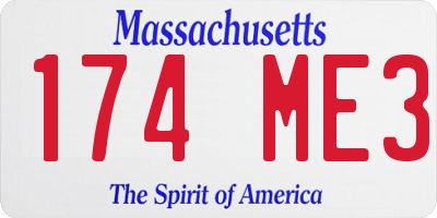 MA license plate 174ME3