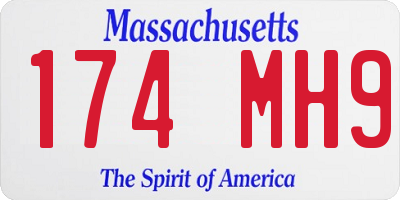 MA license plate 174MH9