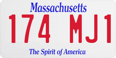 MA license plate 174MJ1