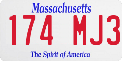 MA license plate 174MJ3