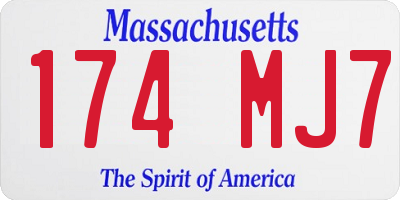 MA license plate 174MJ7