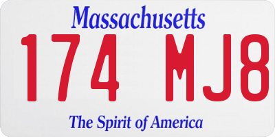 MA license plate 174MJ8