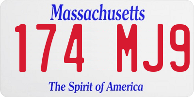 MA license plate 174MJ9